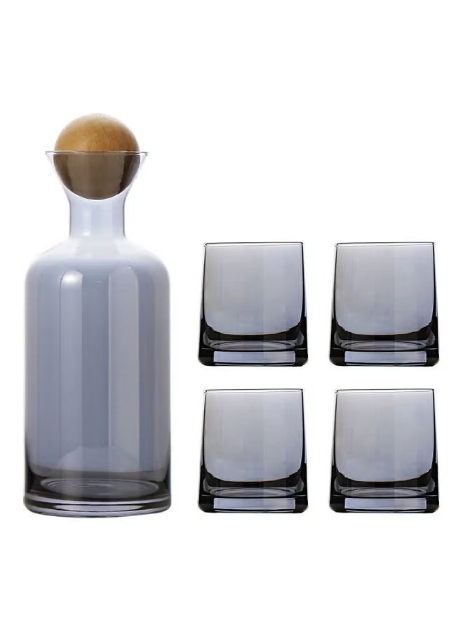 Shuer Pack Of 5 Electroplating Process Glass Water Bottle Set Grey - Image 2